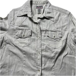 wrangler pearl snap‎ Rancher Women's SM beige Western Cowgirl Classic Tan